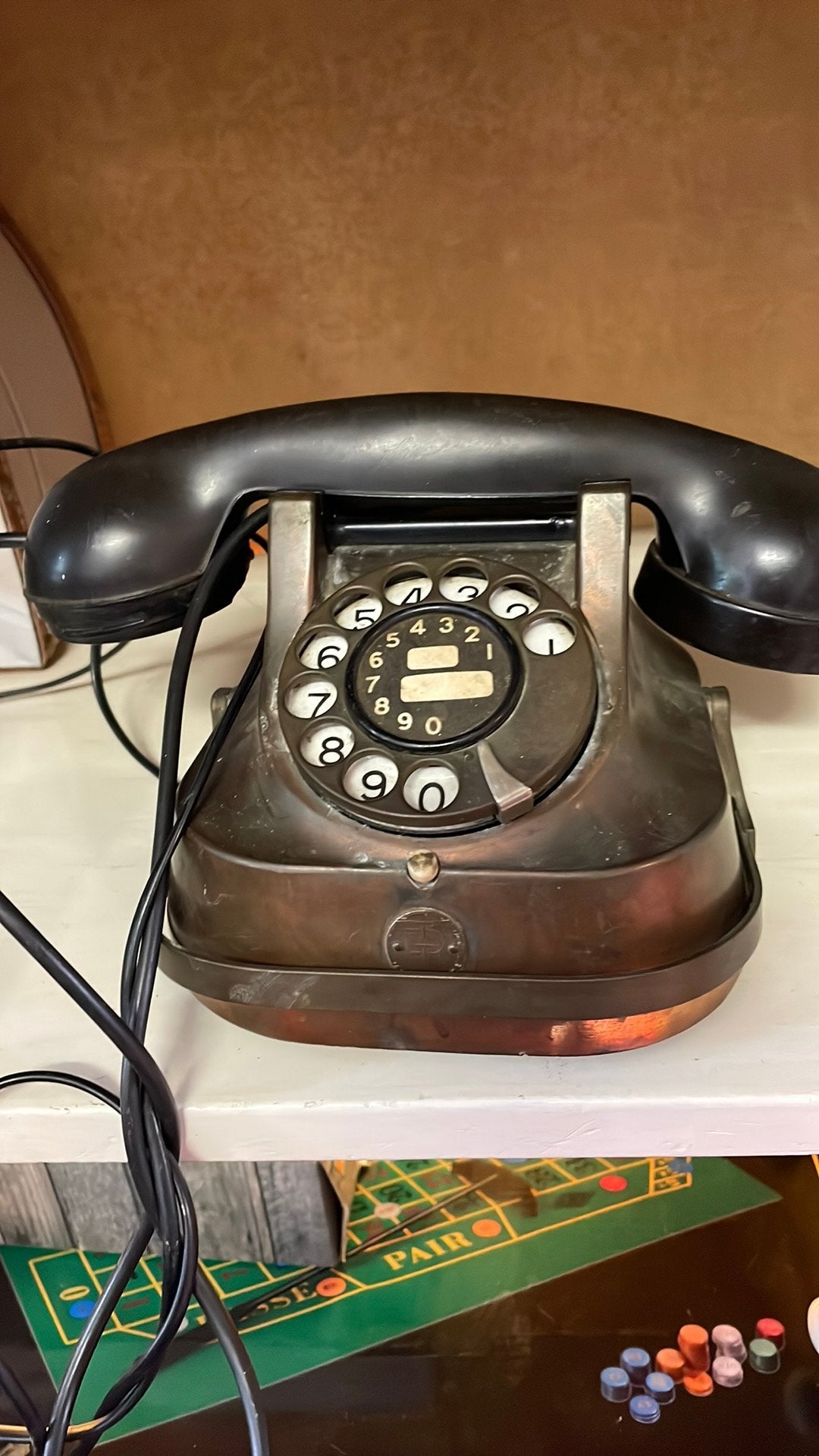 Antieke koperen telefoon, Telecommunicatie, Vaste telefoons | Niet Draadloos, Ophalen of Verzenden, Zo goed als nieuw