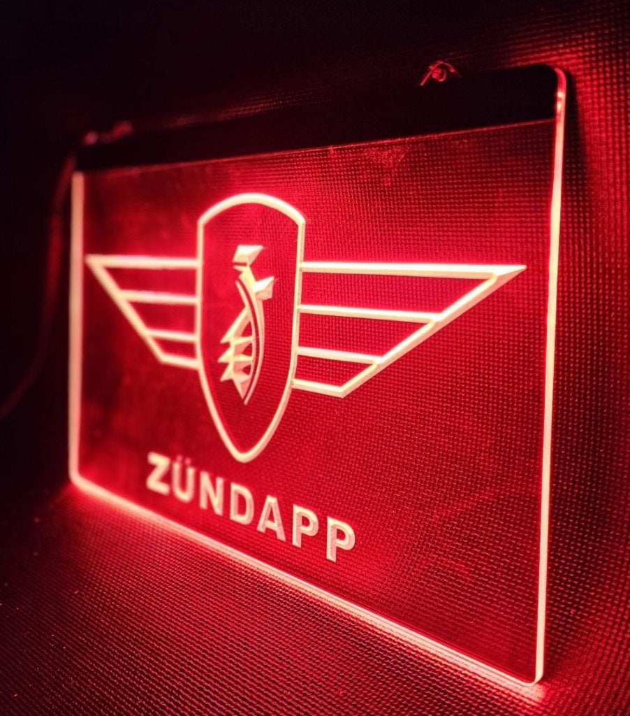 Zundapp logo rood led reclame ledlamp decoratie deco, Ophalen of Verzenden, Nieuw, Auto's