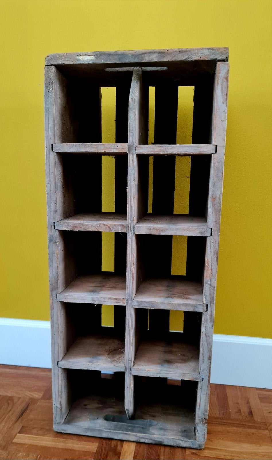 Vintage houten krat met 10 vakken, Ophalen, 50 – 75, Minder dan 50 cm, Gebruikt
