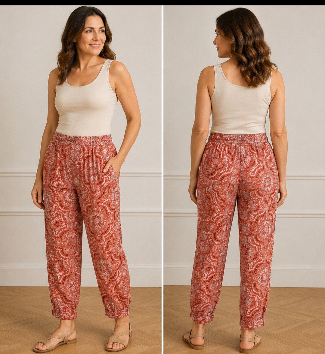 Cortefiel luchtige broek met stijlvolle print - Maat L✨️✨️, Cortefiel, Maat 42/44 (L), Nieuw, Oranje