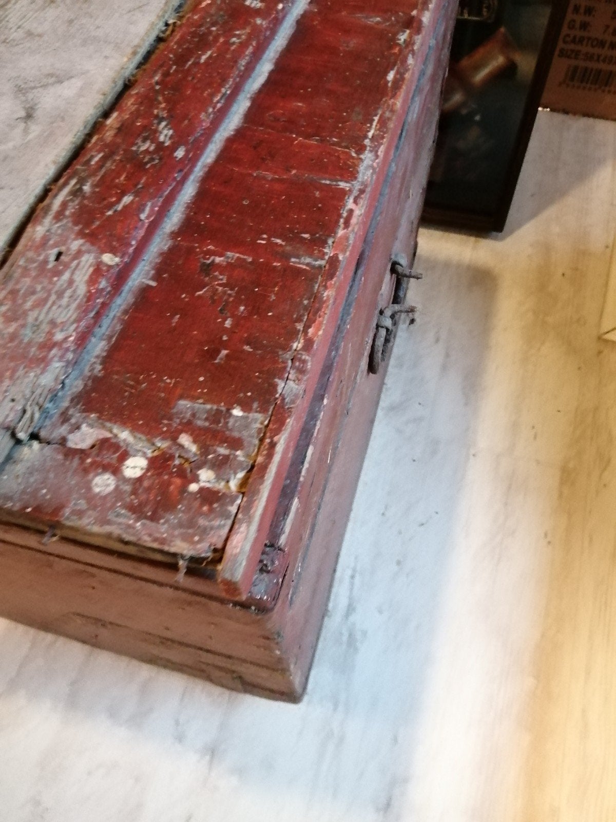 ZEER OUDE HOUTEN SCHEEPS KIST 84X56X50 CM IN GELEEFDE STAAT., Ophalen