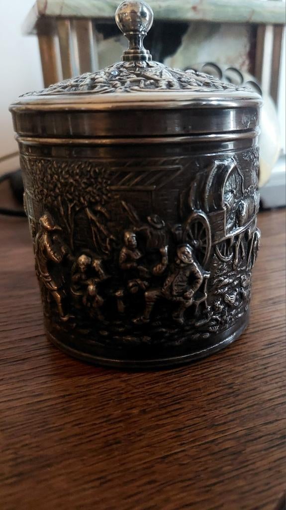 Vintage Verzilverde Douwe Egberts Theebus, Antiek en Kunst, Antiek | Goud en Zilver, Ophalen of Verzenden, Zilver