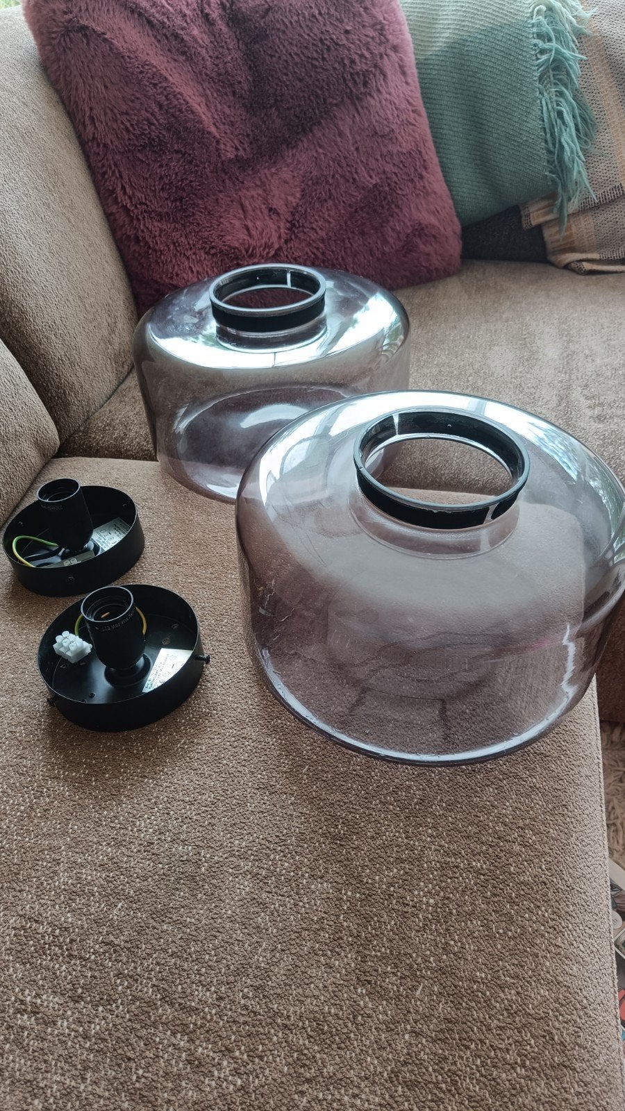 Plafondlamp kwantum gerookt glas, Huis en Inrichting, Ophalen, Zo goed als nieuw