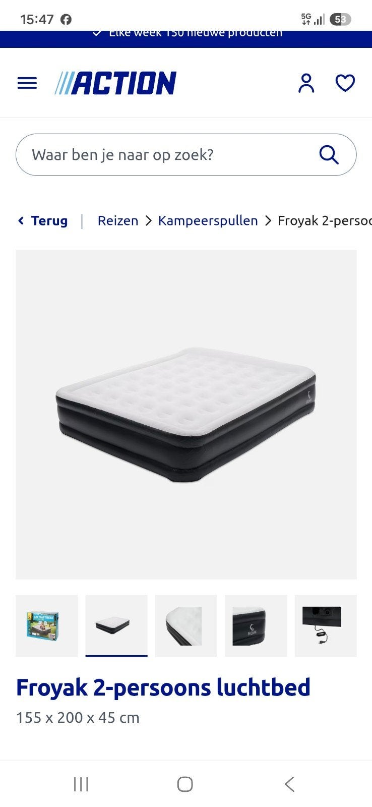 Froyak 2-persoons luchtbed - Slechts 1 week gebruikt!, Ophalen, Zo goed als nieuw