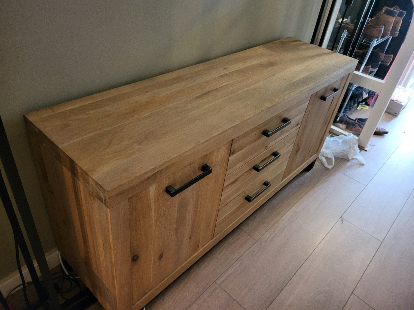 Dressoir Hevano massief eiken, Ophalen, Met deur(en), 150 tot 200 cm, Eikenhout