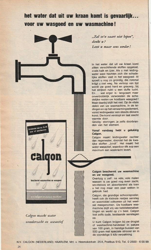 Retro reclame 1960 Calgon beschermt wasmachine & wasmiddel, Verzenden, Overige typen