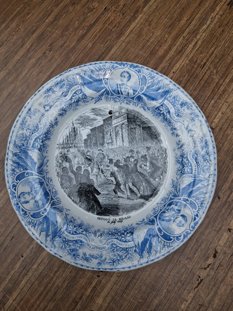 Antiek bord "Intogt te Milaan" ca. 1859, Antiek en Kunst, Ophalen of Verzenden