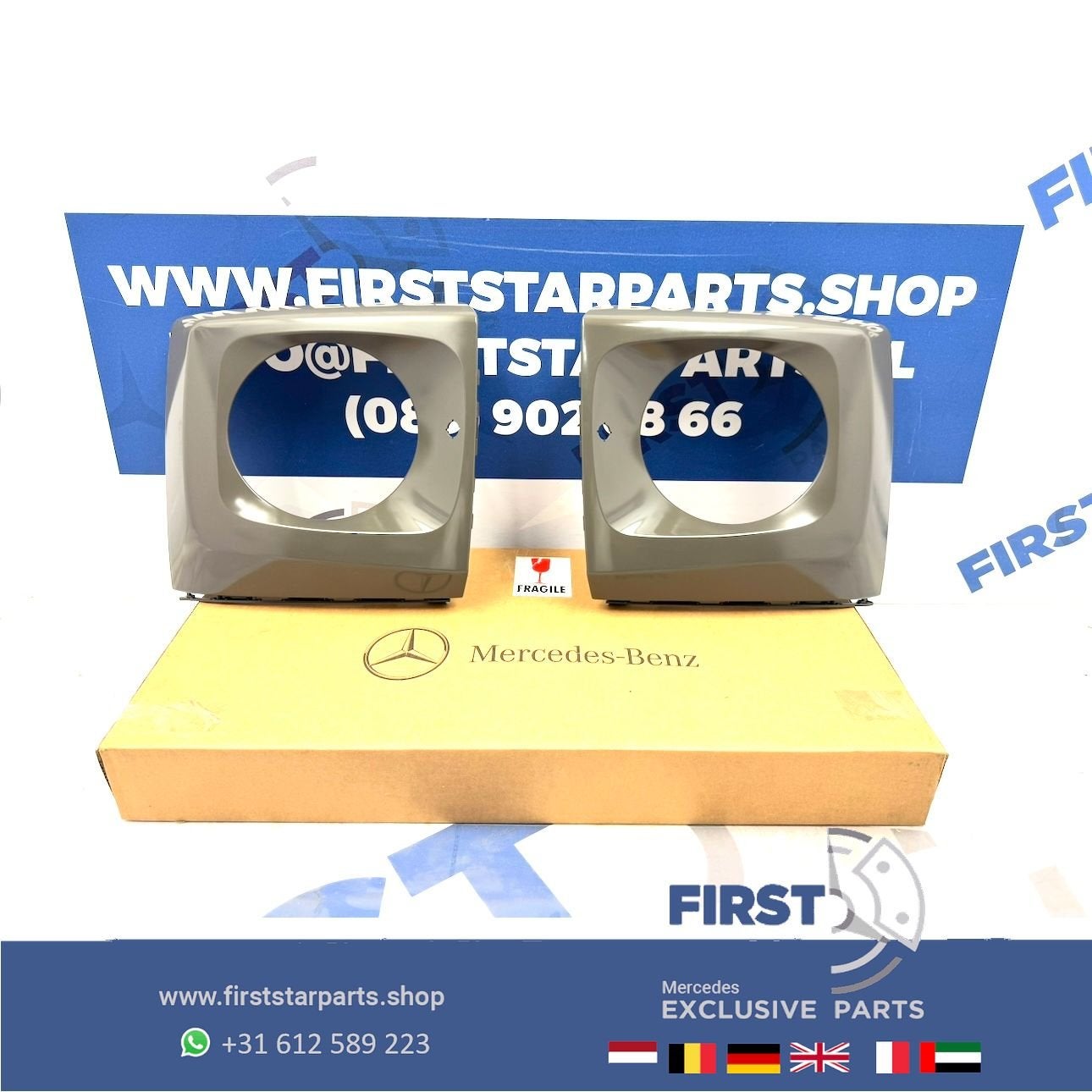 W463 G KLASSE AMG VOORBUMPER G63 KOPLAMP HOUDERS SET ZWART W, Gebruikt, -, Ophalen of Verzenden, -
