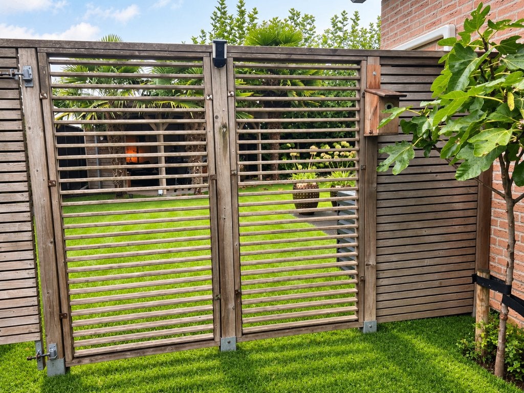 hillhout Shutter schermen schutting hillhout lamel scherm, Ophalen, Gebruikt, Minder dan 100 cm, 150 tot 200 cm