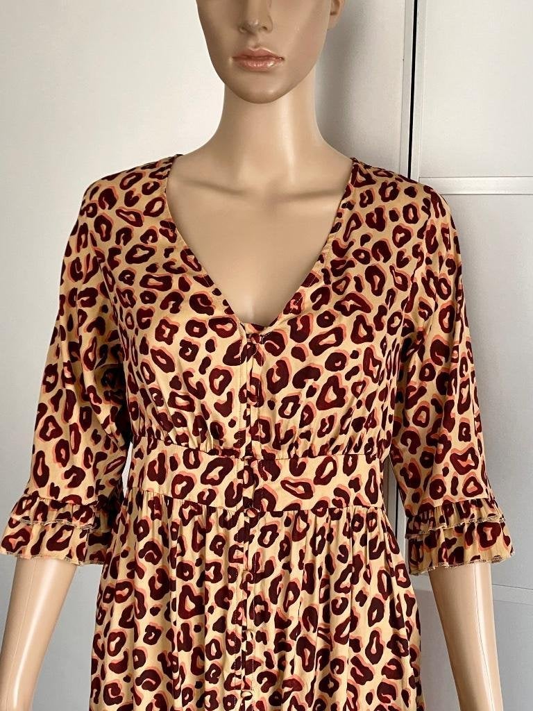 i259 Scotch&Soda: mt XS/S=34/36 lange jurk maxi-jurkje beige, Scotch and Soda, Beige, Ophalen of Verzenden, Zo goed als nieuw