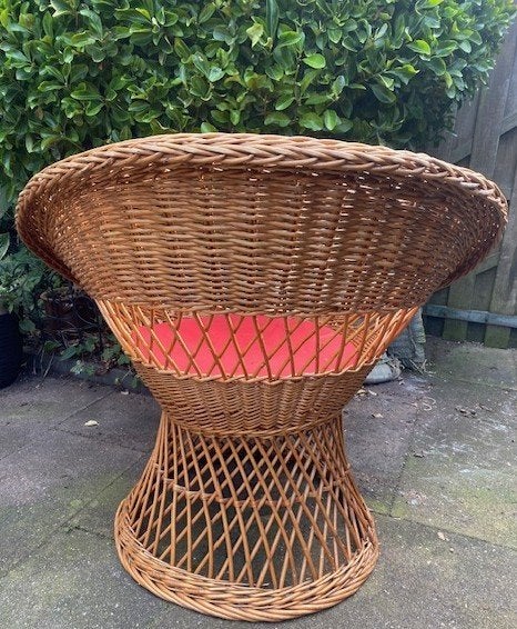 Vintage /Retro / Rotan fauteuil  Jaren 60/70, Huis en Inrichting, Ophalen, Gebruikt, 75 tot 100 cm, 50 tot 75 cm