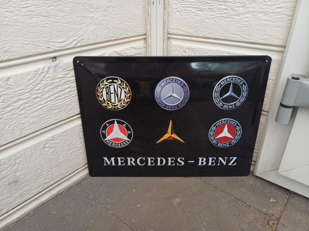 Wandbord - Mercedes Benz Logo Evolutie -30x40 cm, Ophalen, Reclamebord