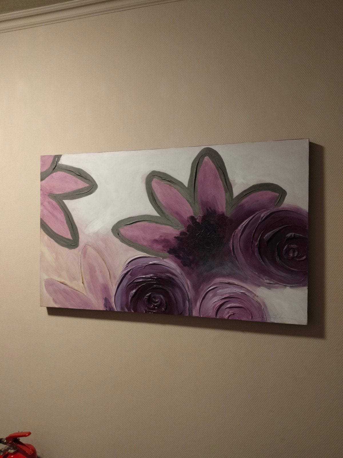 Schilderij met paarse bloemen, Ophalen