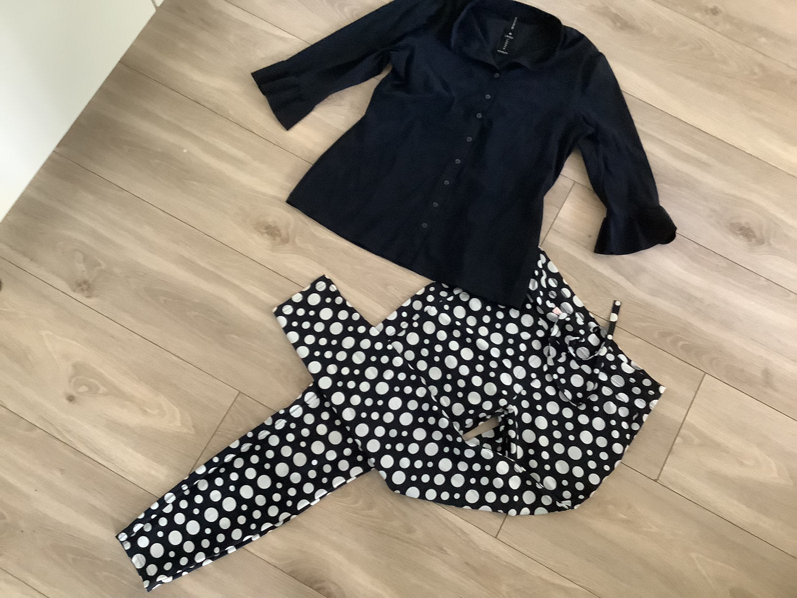 Travelstof set Studio Anneloes broek L JL blouse, Ophalen of Verzenden, Zo goed als nieuw, Blauw, Lang