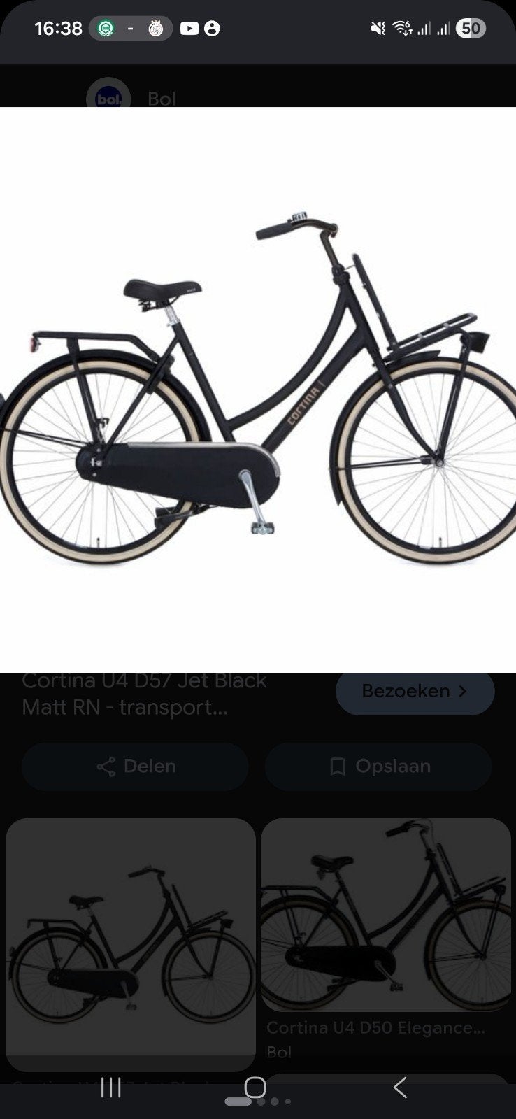 Cortina U4 D57 Transportfiets - 3 versnellingen, Gebruikt, Versnellingen, Trommelrem, 56 cm of meer