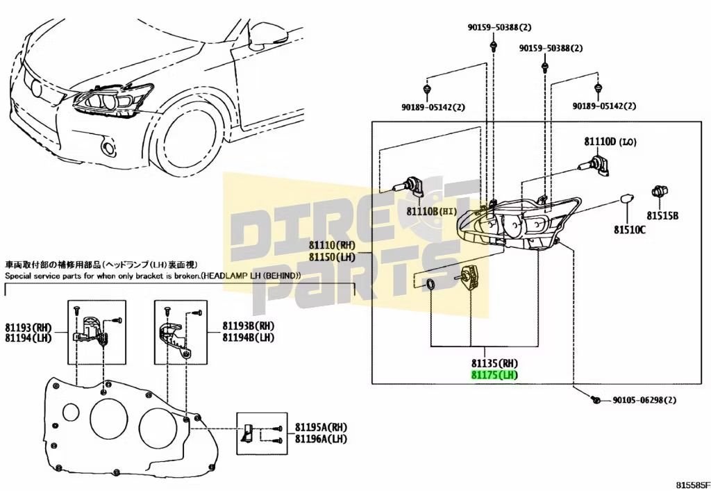 Lexus CT200h (1/18-) Koplamp Rechts Origineel! 8110576190, -, Verzenden, -, Nieuw