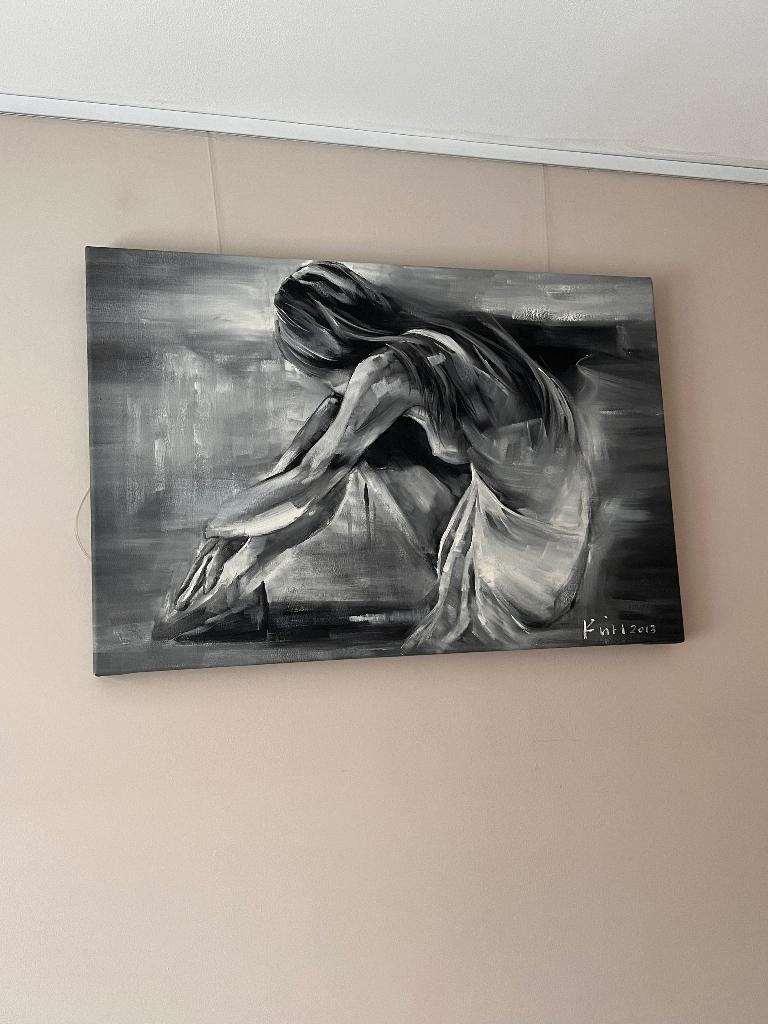 Zittende dame op linnen, Antiek en Kunst, Kunst | Schilderijen | Klassiek, Ophalen