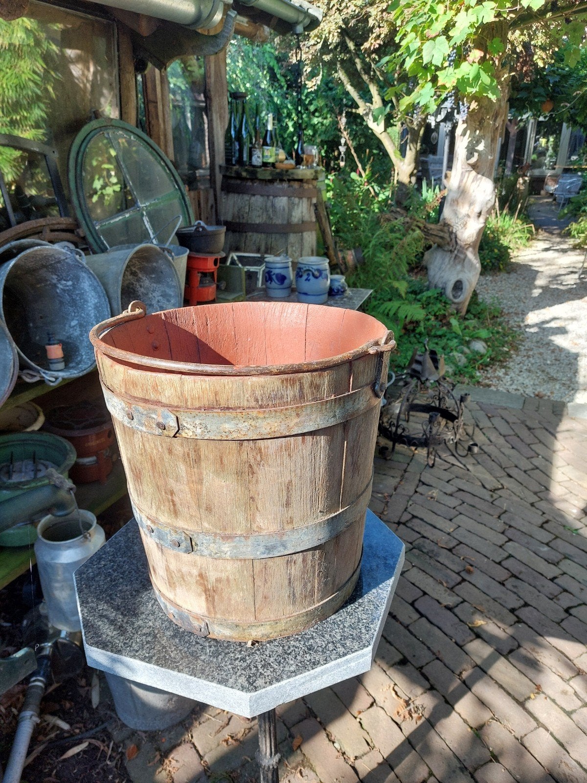 oude houten emmer, Minder dan 75 liter, Ophalen of Verzenden, Gebruikt, Hout