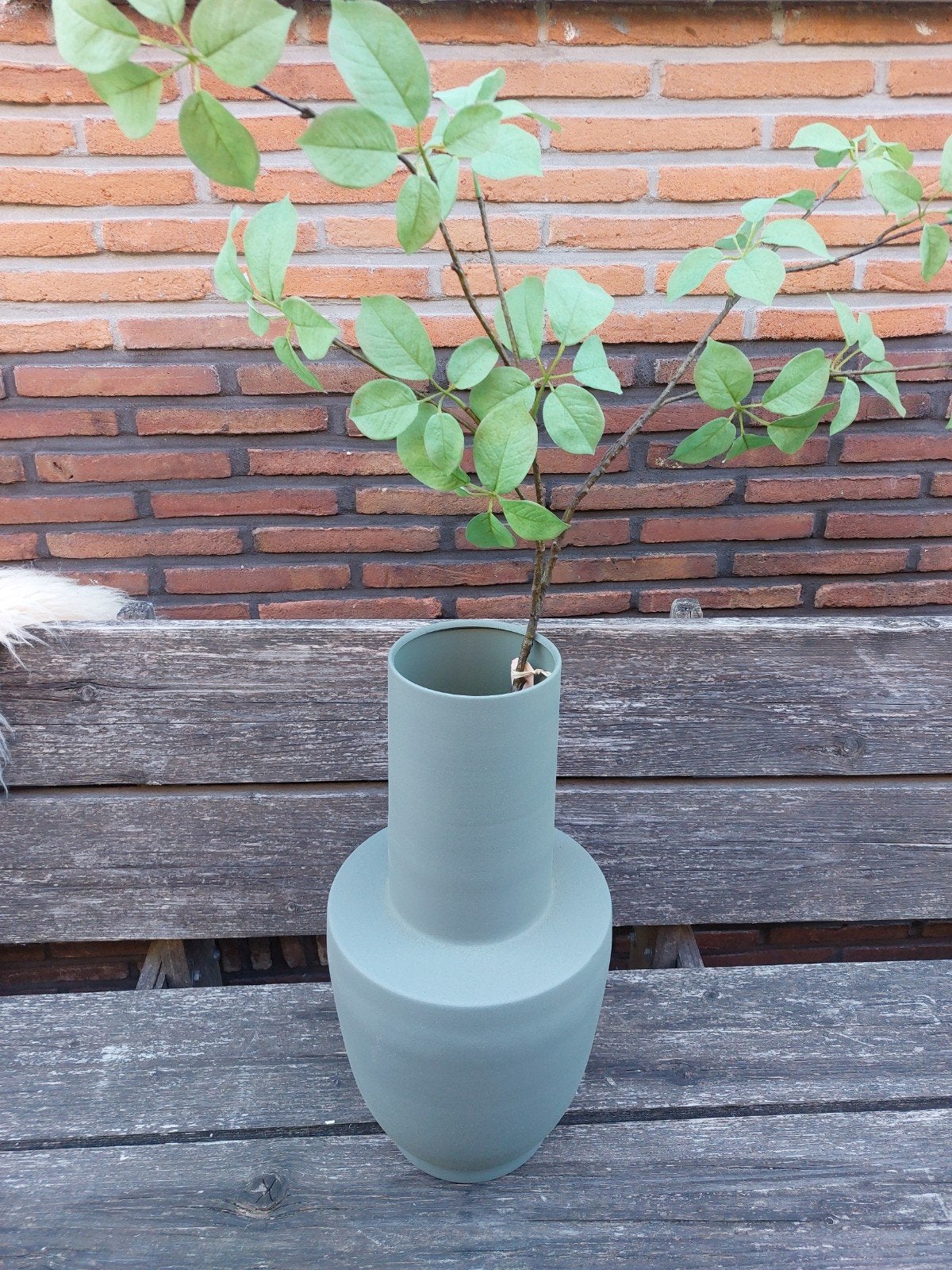 XL Metalen Groen Grote Vaas Intratuin, Huis en Inrichting, Ophalen, Gebruikt, Groen, Metaal