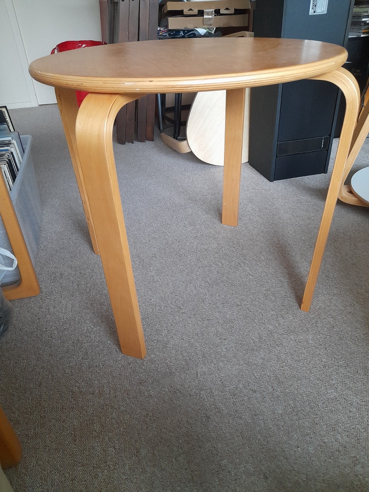 Tafeltje plywood Brunabo Ikea vintage - zeer nette staat, Ophalen, 50 – 75, 50 tot 100 cm, Rond