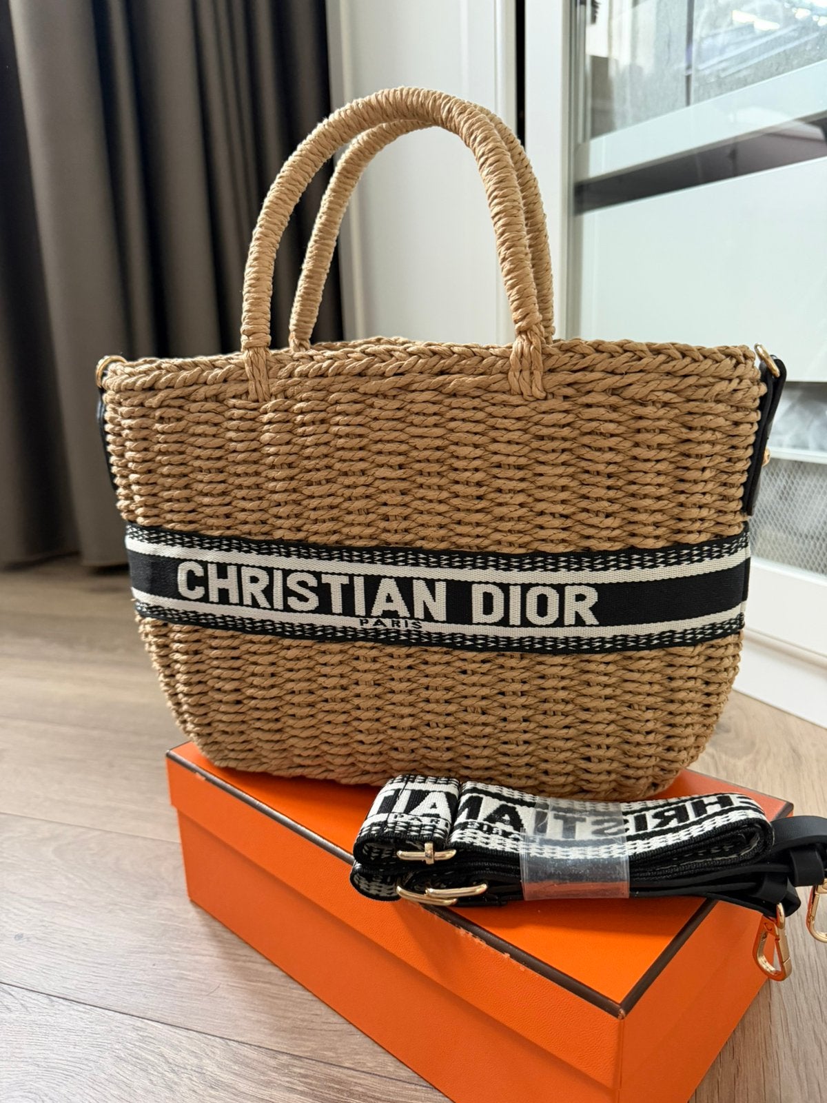 Dior tas Lady Dior Bag Oblique rieten, Ophalen of Verzenden, Zo goed als nieuw, Zwart, Handtas