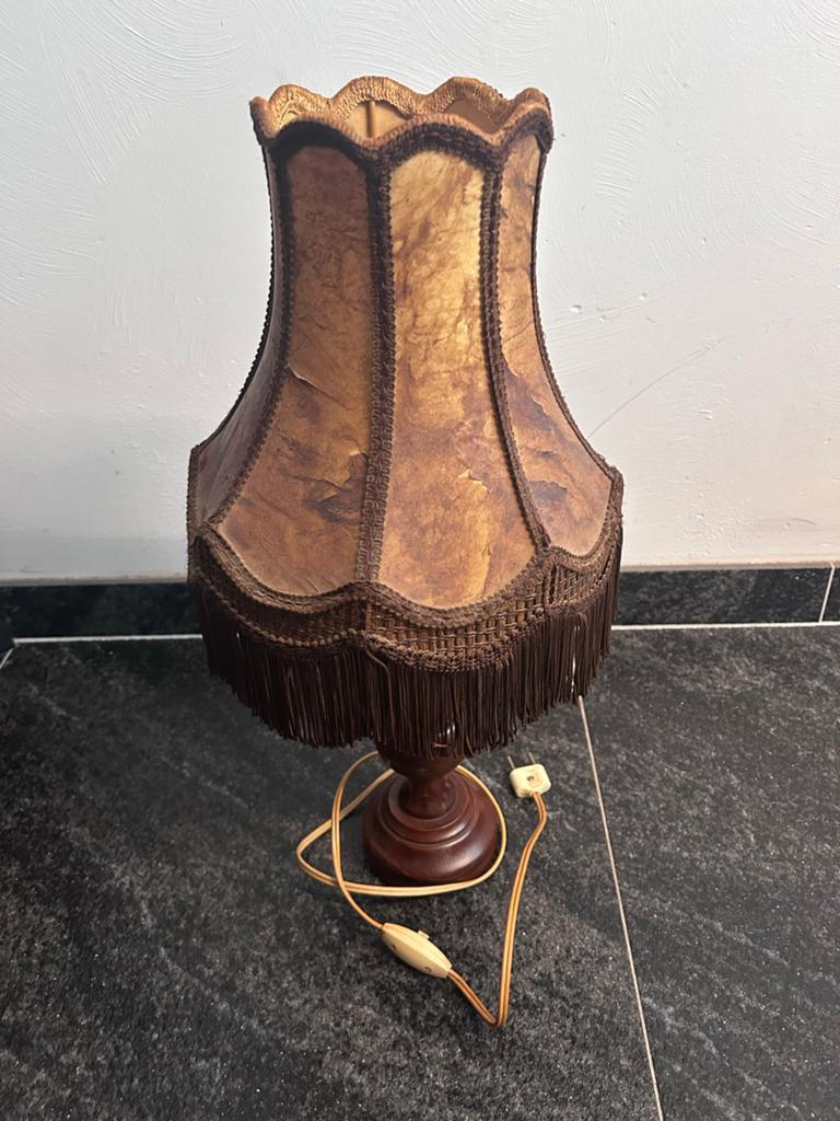 Vintage tafellamp met bruine kap, Ophalen