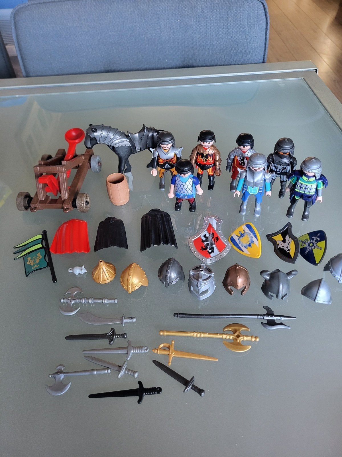 Playmobil Ridders Set met Accessoires en Katapult, Gebruikt, Losse onderdelen, Overige typen, Ophalen of Verzenden