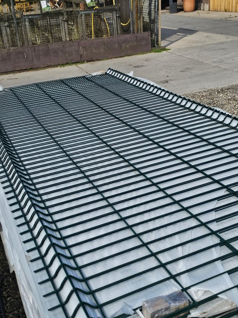 Groen enkelstaafs hekwerk, gaaspaneel | 250x120cm | ACTIE, Ophalen, Nieuw, IJzer, Enkelstaafmat hekwerk