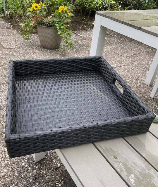 Wicker dienblad, Tuin en Terras, Tuintafels, Ophalen, Zo goed als nieuw, Vierkant, Wicker