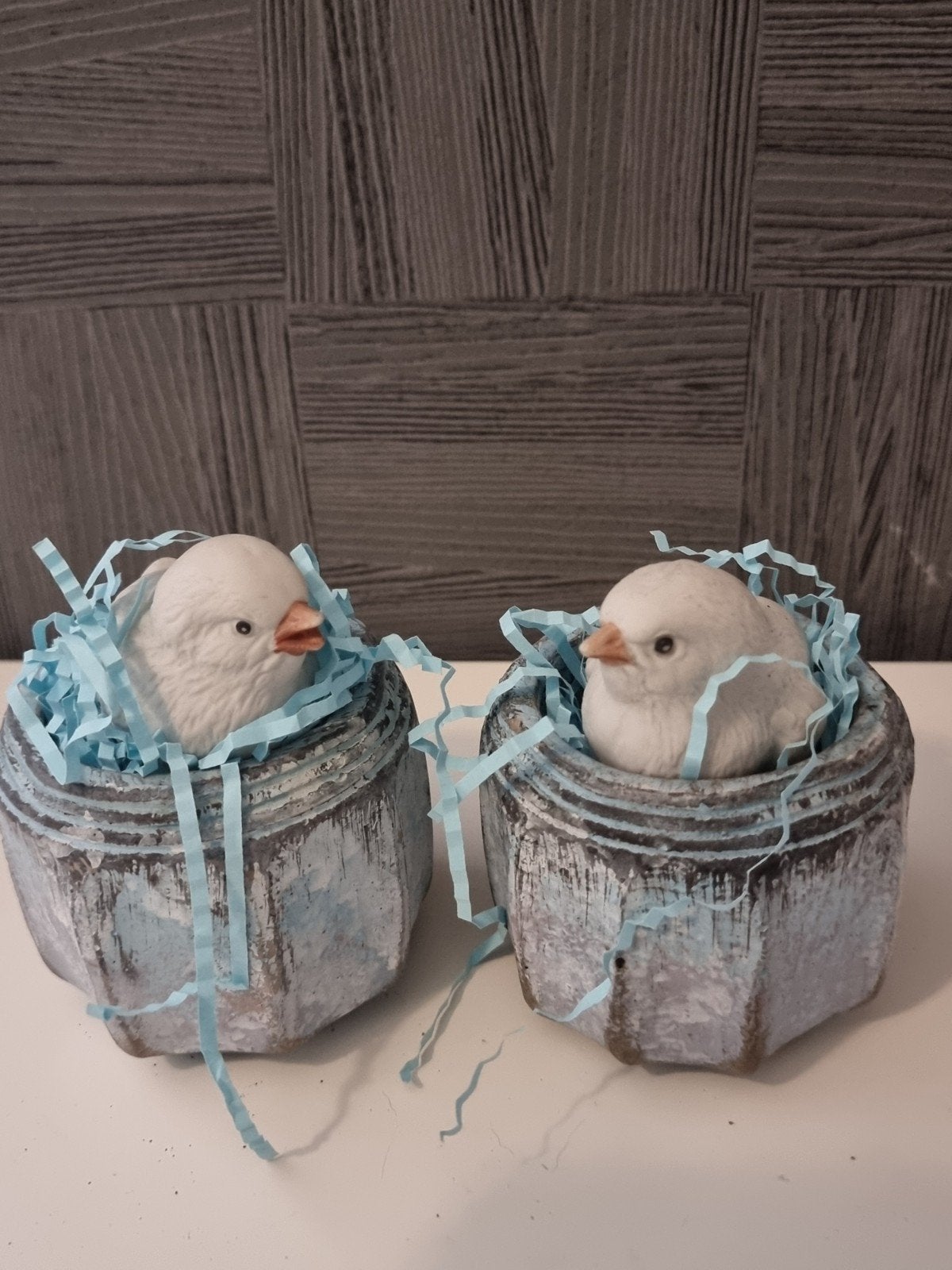 Decoratieve vogeltjes in potjes - set van 2, Gebruikt, Meerkleurig, Ophalen of Verzenden, Landelijk