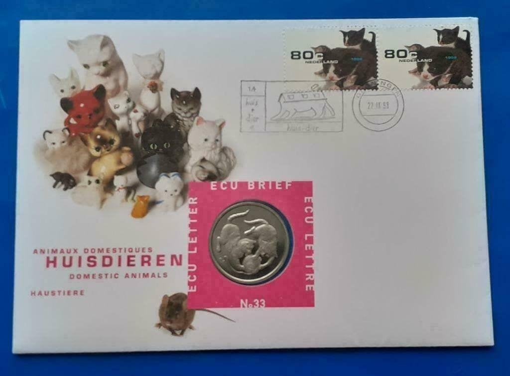 ECU brief 33 Huisdieren-Katten - 1998, Postzegels en Munten, Verzenden, Overige materialen, Nederland