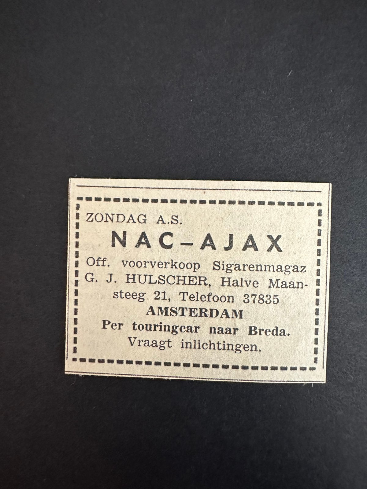 Voetbal reklame NAC Ajax september 1960, Verzamelen, Ophalen of Verzenden, 1940 tot 1960, Tijdschrift