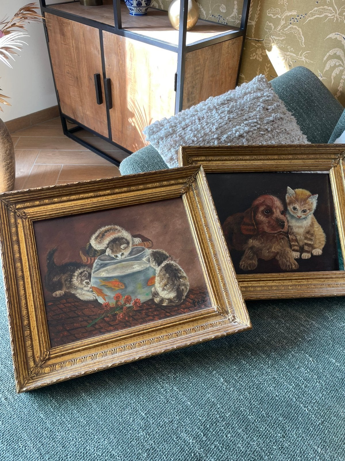 2 schilderijen, Paneel, Realistisch, Dieren, Ophalen of Verzenden