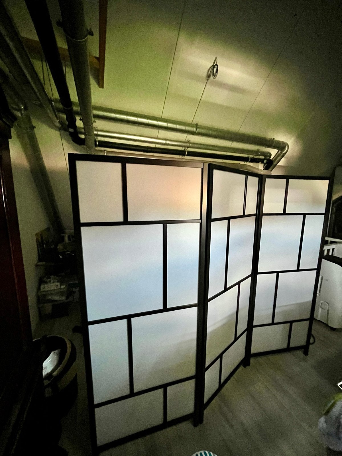 IKEA RISÖR Scheidingswand wit/zwart 216x185 cm, Ophalen, Zo goed als nieuw