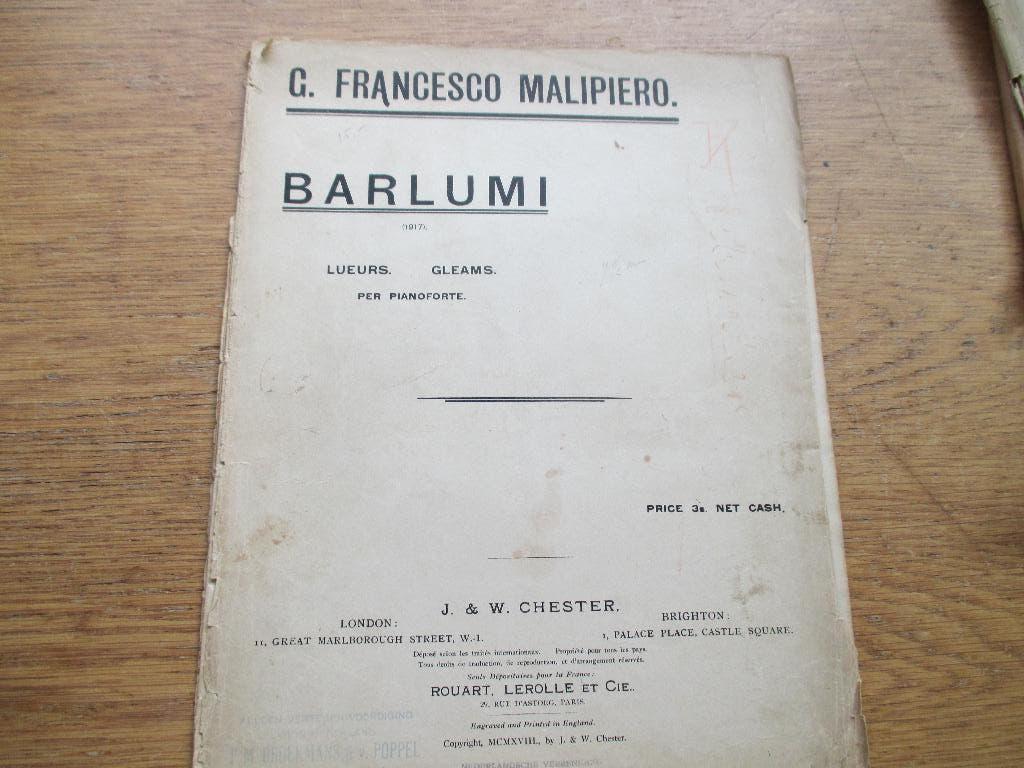 FRANCESCO MALIPIERO - BARLUMI - VOOR PIANO, Gebruikt, Klassiek, Ophalen of Verzenden, Artiest of Componist