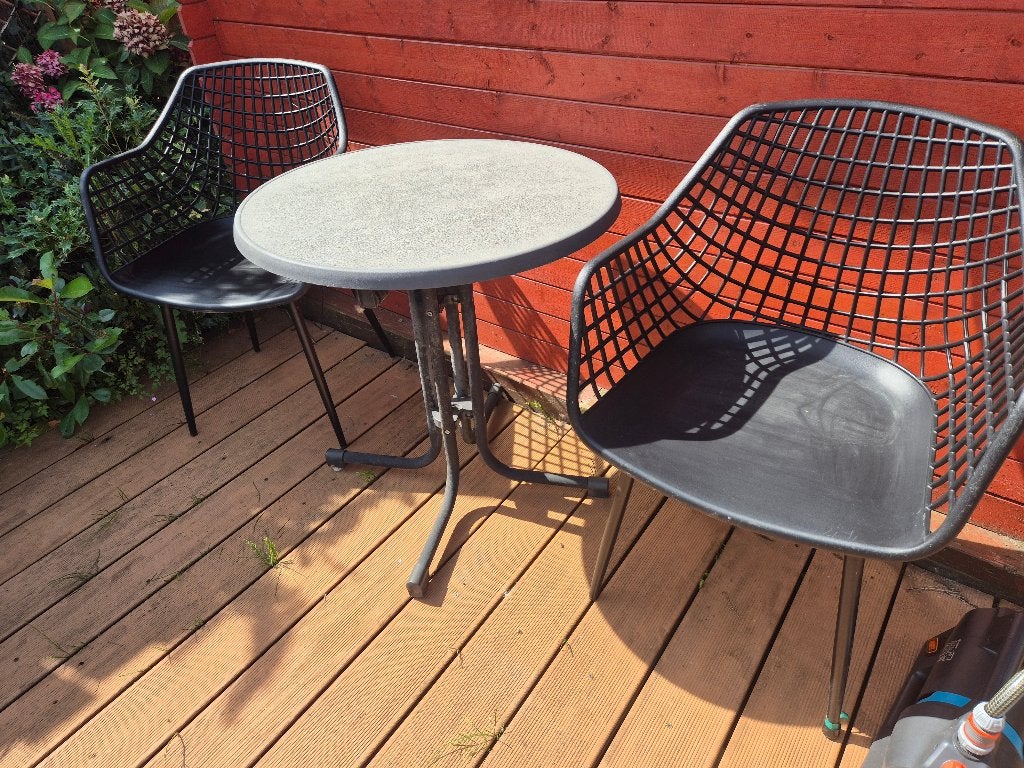 TUIN SETJE 2 STOELTJES MET TAFEL, Kunststof, Gebruikt, Tuinset, Ophalen