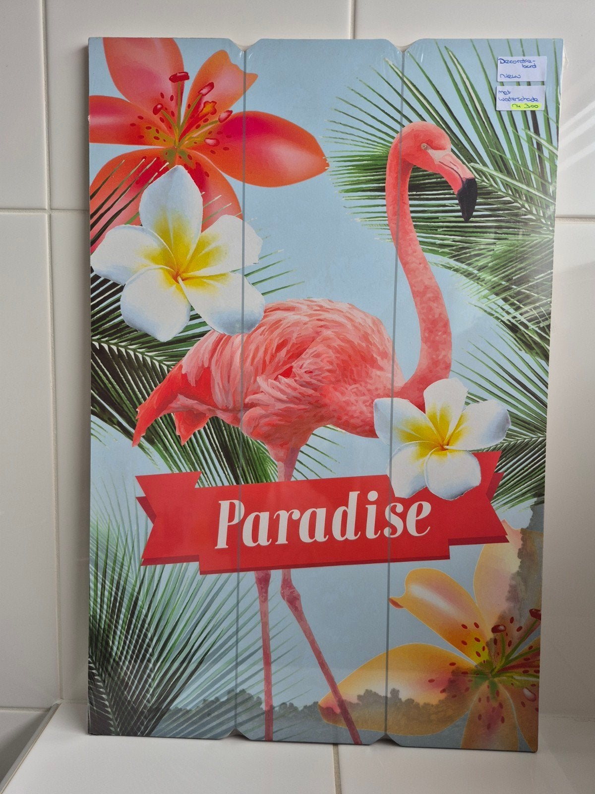 Decoratiebord Paradise/ Flamingo, Ophalen, Versiering, Geboorte of Huwelijk