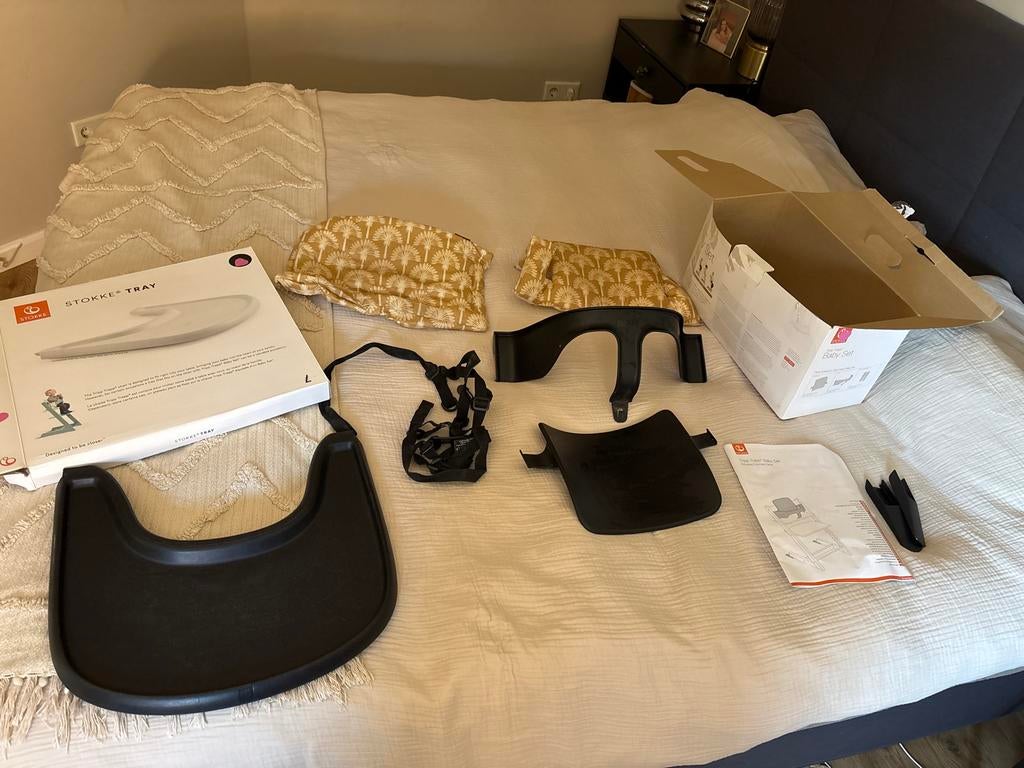 Stokke Tripp Trapp Baby Set met Tray en Kussens, Ophalen of Verzenden, Gebruikt, Meegroeistoel, Gordel(s)