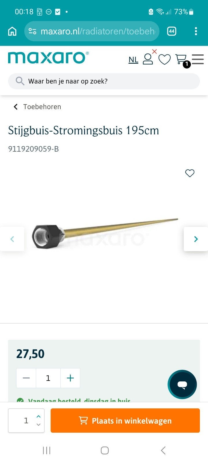 Nieuwe stijgbuis-Stromingsbuis 195cm, Ophalen, Nieuw