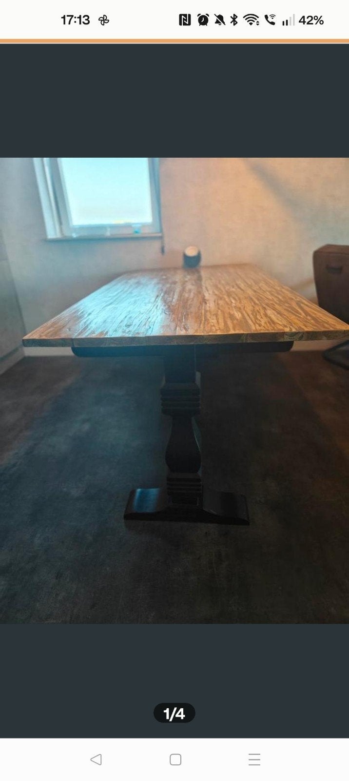 Eiken eettafel met kloosterpoot (200x98x3 cm), Ophalen, Rechthoekig, 200 cm of meer, 50 tot 100 cm