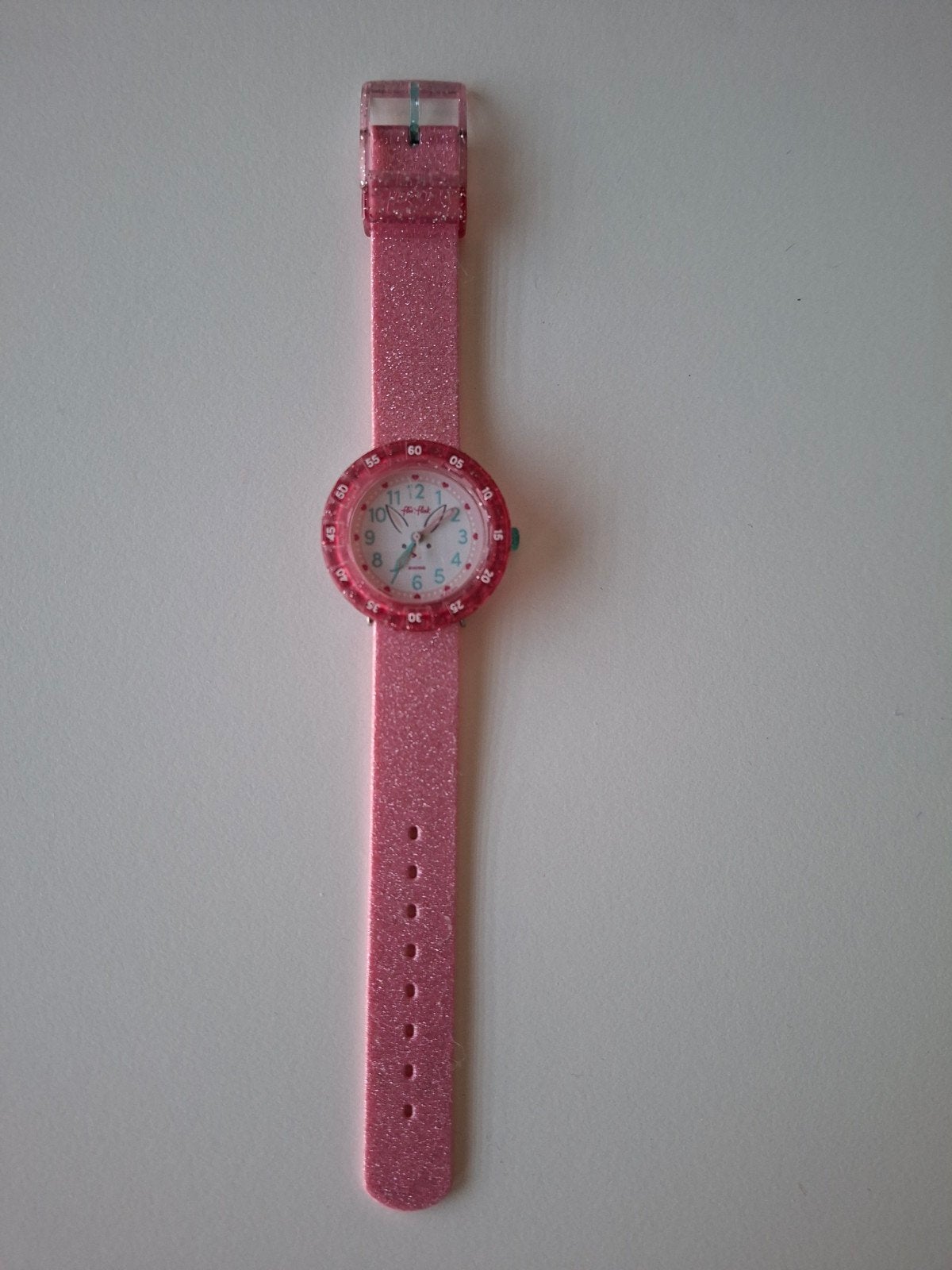 Prachtig horloge Flik Flak Bunnyaxus roze klok leren kijken!, Ophalen of Verzenden, Roze, Meisje