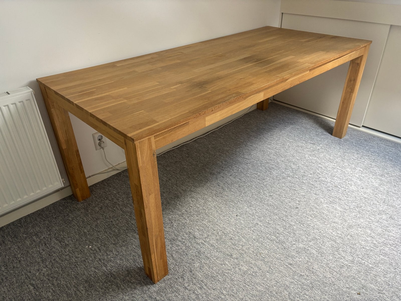 Massief eikenhouten tafel / bureau, Ophalen, Eikenhout, 50 tot 100 cm, Zo goed als nieuw
