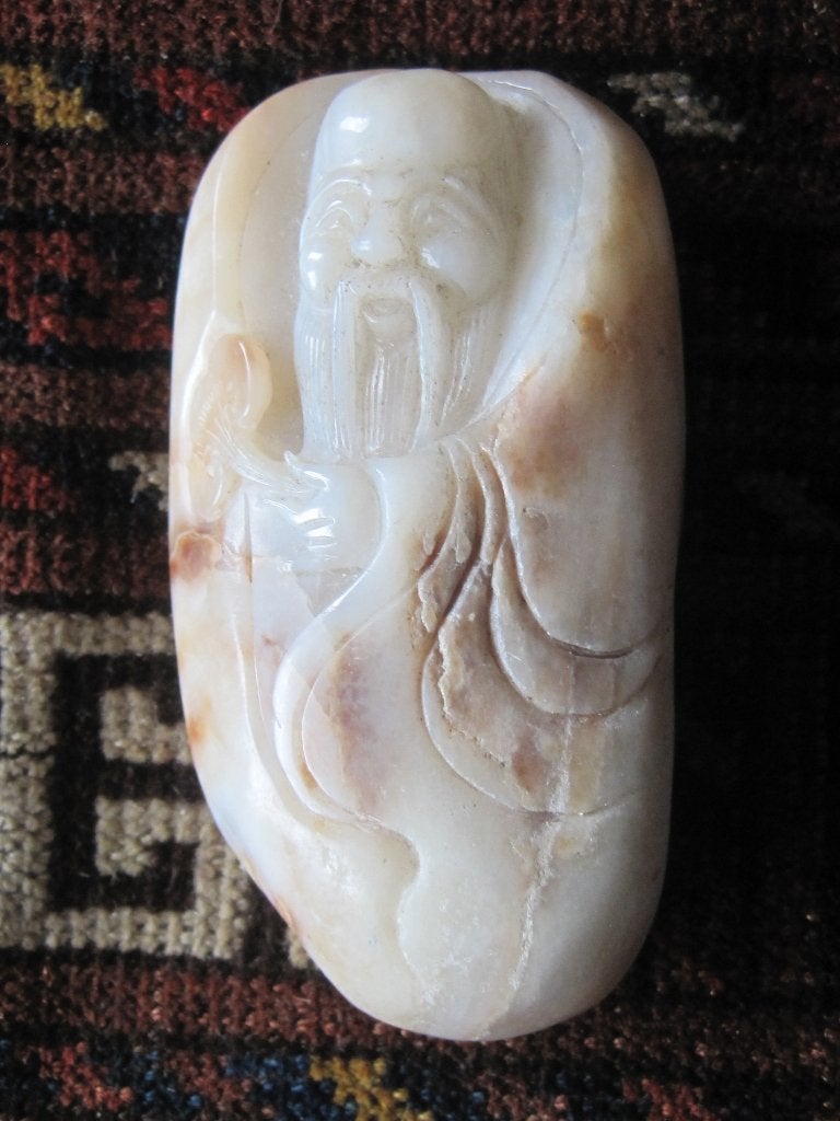 Hand gesneden Chinese hanger beeld Lohan Hetian Jade 310gram, China, Ophalen, Beeld, Gesneden