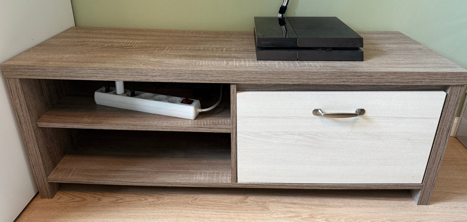 TV-meubel met lade en opbergvakken, Ophalen, Gebruikt, 100 tot 150 cm, Minder dan 100 cm