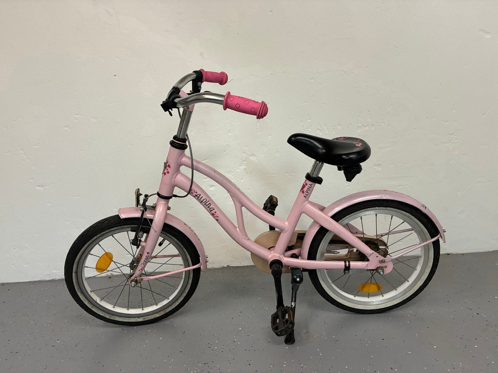 Alpina Ocean kinderfiets - Roze 16 inch, Ophalen, Gebruikt, Terugtraprem, 16 tot 20 inch