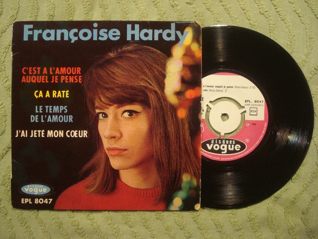 Françoise Hardy 7" Vinyl EP: ‘C’est l’amour auquel je pense’, Cd's en Dvd's, Gebruikt, 7 inch, Ophalen of Verzenden, EP