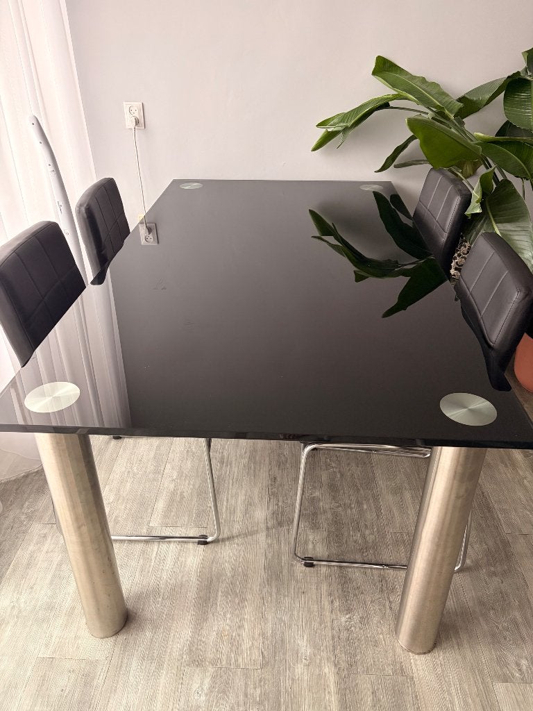 Glazen eettafel, Huis en Inrichting, Tafels | Eettafels, Ophalen, 50 tot 100 cm, 150 tot 200 cm, Vier personen