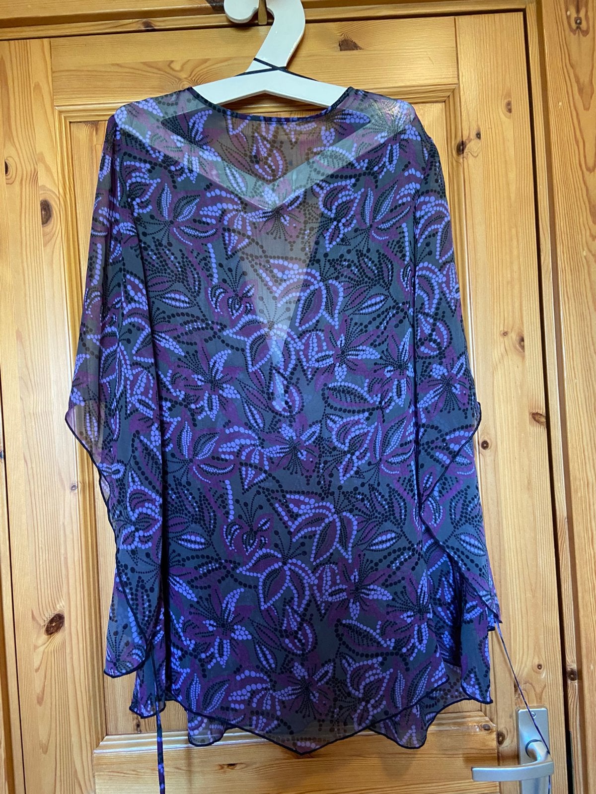 Top paars doorschijnend 42/44 oto 53 lengte 81/86, Kleding | Dames, Paars, Maat 42/44 (L), Ophalen of Verzenden, Zo goed als nieuw