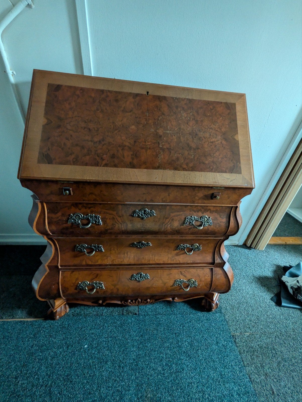 Antieke Buikkast secretaire met ladeblok, Ophalen