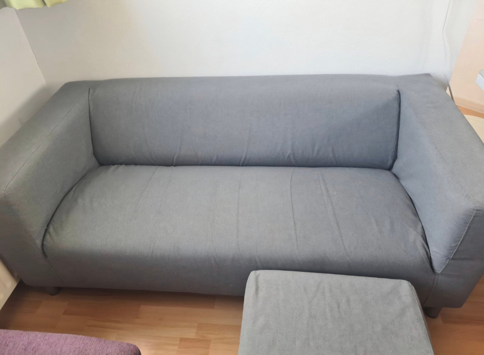 IKEA Klippan bank met poef - Grijs, 150 tot 200 cm, Tweepersoons, 75 tot 100 cm, Ophalen of Verzenden